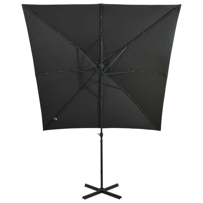 Parasol déporté avec mât et lumières LED Anthracite 250 cm - Photo n°6