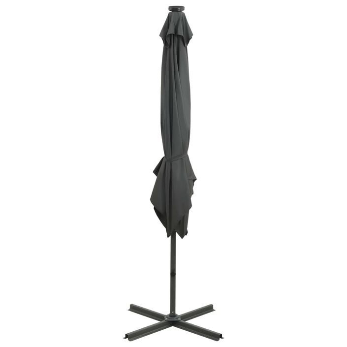 Parasol déporté avec mât et lumières LED Anthracite 250 cm - Photo n°7