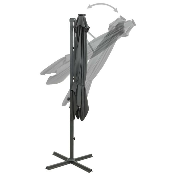 Parasol déporté avec mât et lumières LED Anthracite 250 cm - Photo n°8