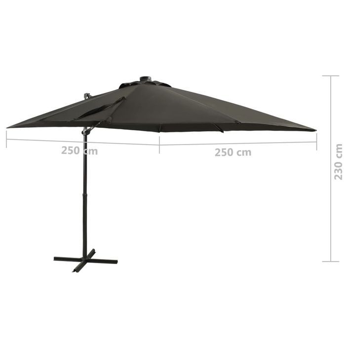 Parasol déporté avec mât et lumières LED Anthracite 250 cm - Photo n°11