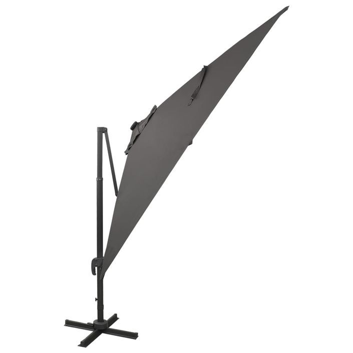 Parasol déporté avec mât et lumières LED Anthracite 300 cm 3 - Photo n°3