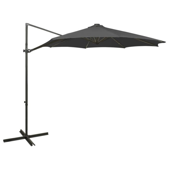 Parasol déporté avec mât et lumières LED Anthracite 300 cm 2 - Photo n°1