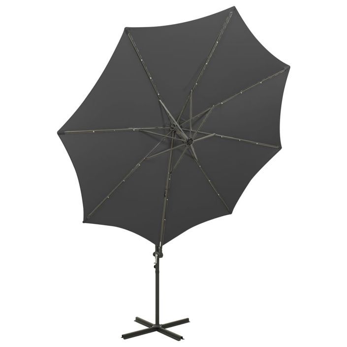 Parasol déporté avec mât et lumières LED Anthracite 300 cm 2 - Photo n°5