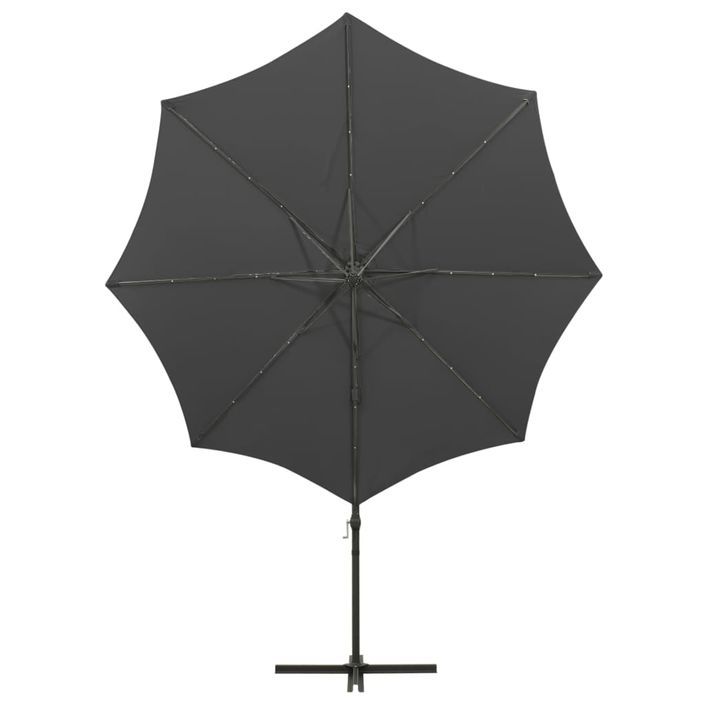 Parasol déporté avec mât et lumières LED Anthracite 300 cm 2 - Photo n°7