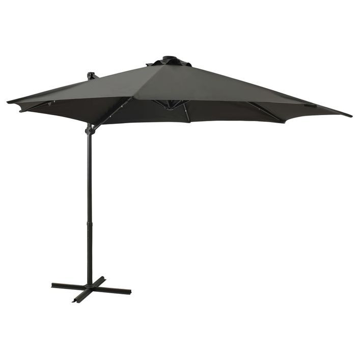 Parasol déporté avec mât et lumières LED Anthracite 300 cm - Photo n°1