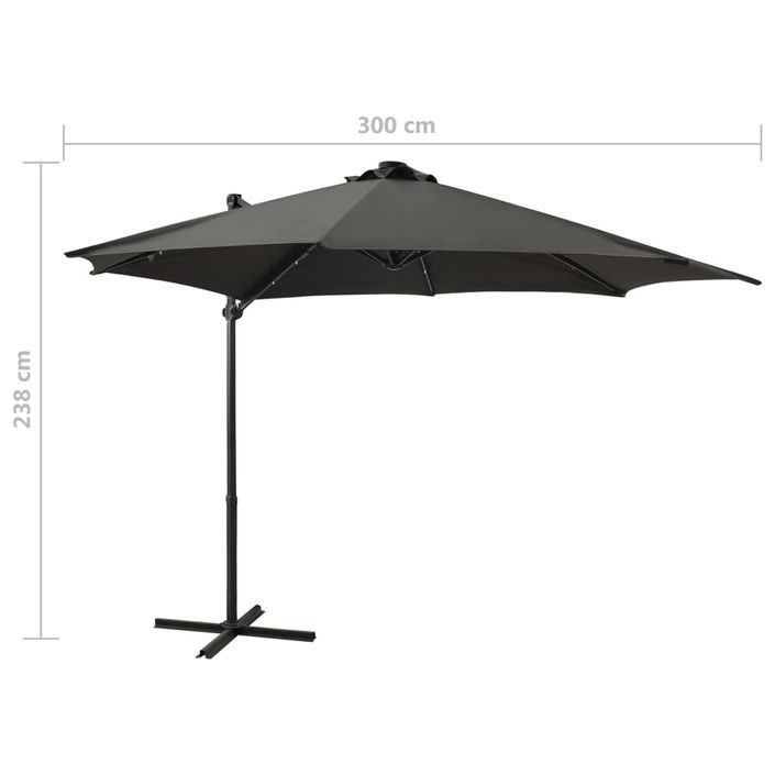 Parasol déporté avec mât et lumières LED Anthracite 300 cm - Photo n°11