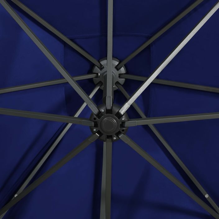 Parasol déporté avec mât et lumières LED Bleu azuré 300 cm 2 - Photo n°2