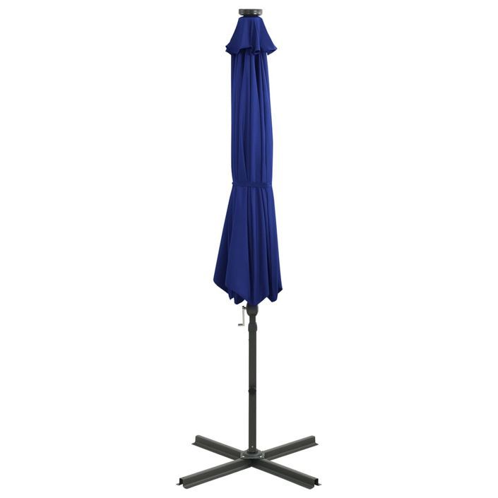 Parasol déporté avec mât et lumières LED Bleu azuré 300 cm 2 - Photo n°4