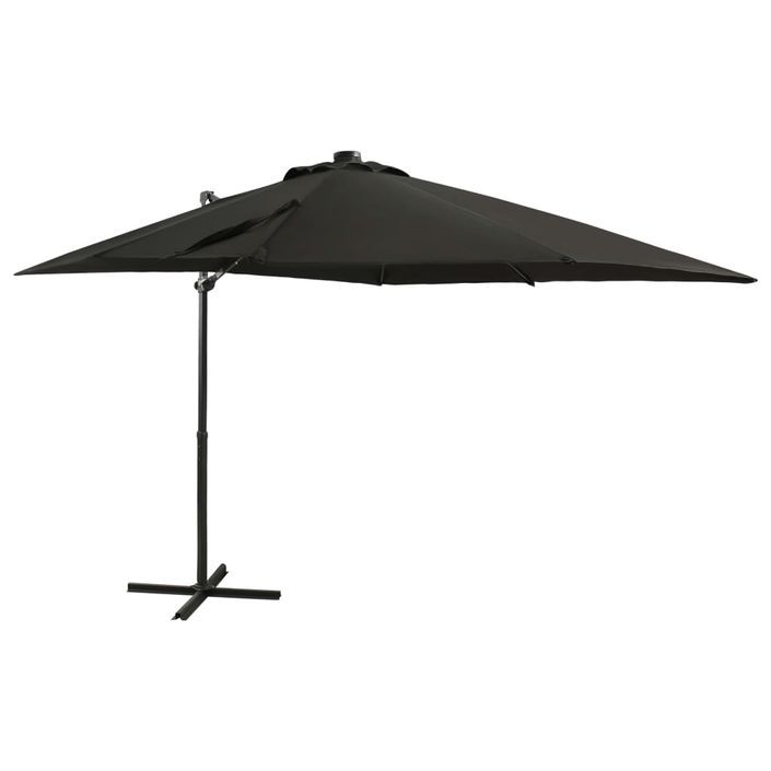 Parasol déporté avec mât et lumières LED Noir 250 cm - Photo n°1