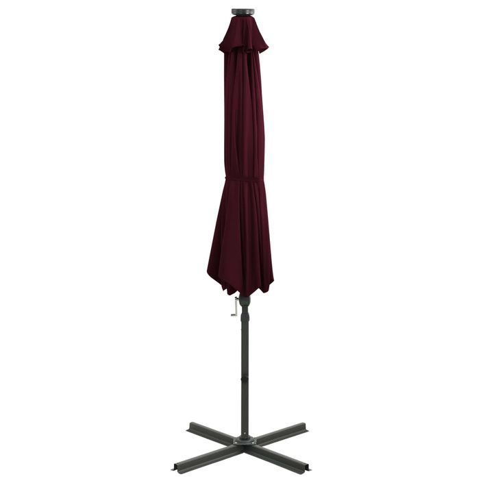 Parasol déporté avec mât et lumières LED Rouge bordeaux 300 cm 3 - Photo n°4