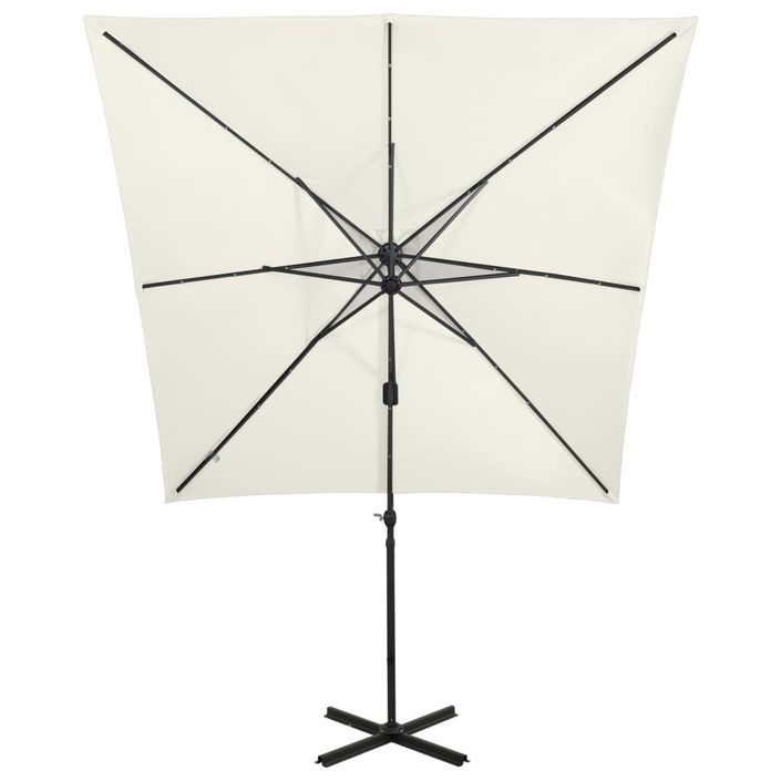 Parasol déporté avec mât et lumières LED Sable 250 cm - Photo n°4