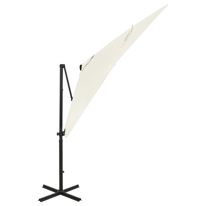 Parasol déporté avec mât et lumières LED Sable 250 cm - Photo n°5