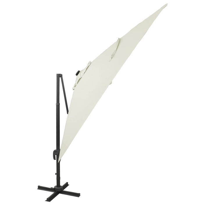 Parasol déporté avec mât et lumières LED Sable 300 cm 2 - Photo n°5