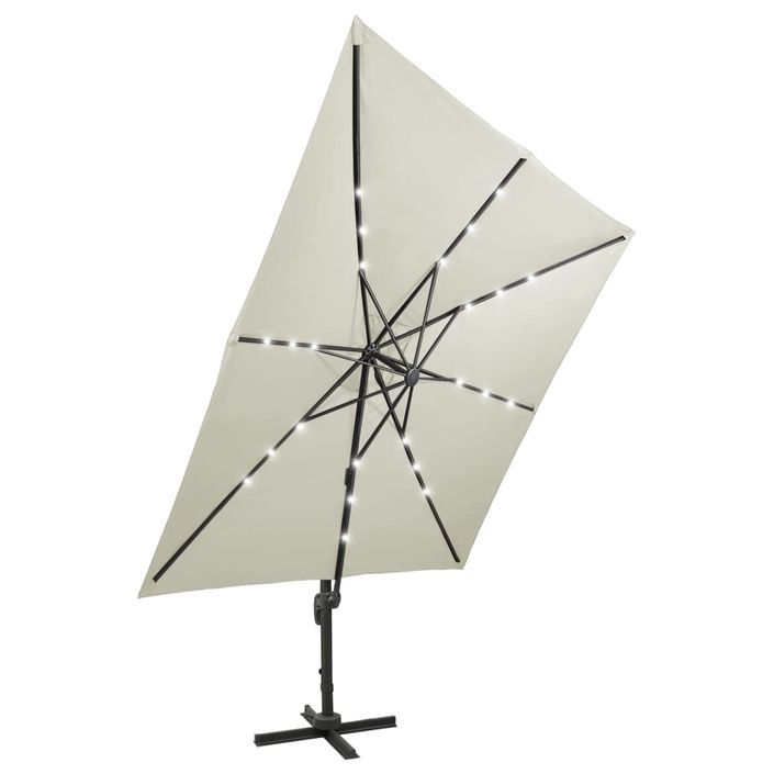 Parasol déporté avec mât et lumières LED Sable 300 cm 2 - Photo n°8