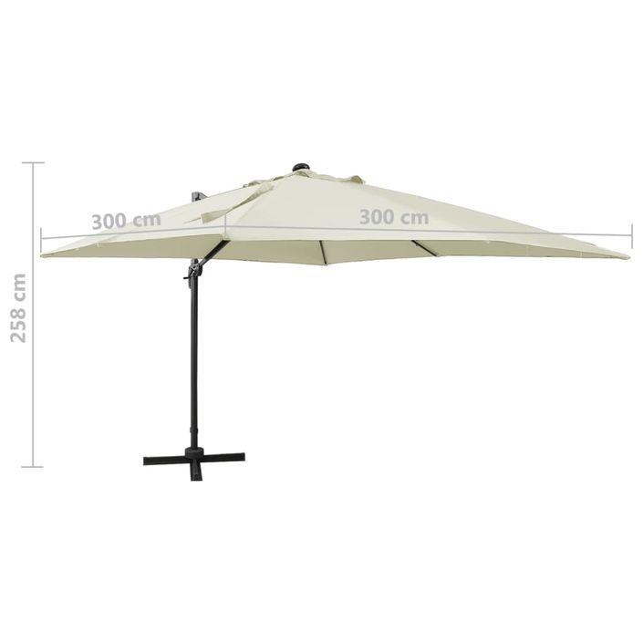 Parasol déporté avec mât et lumières LED Sable 300 cm 2 - Photo n°11