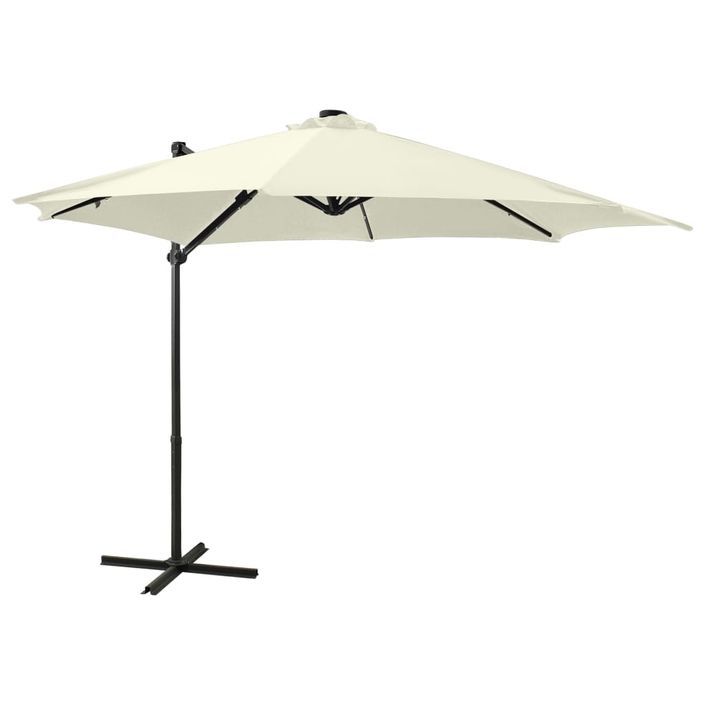 Parasol déporté avec mât et lumières LED Sable 300 cm - Photo n°1