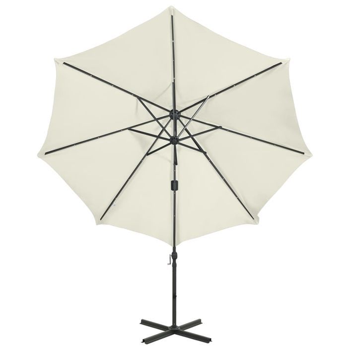 Parasol déporté avec mât et lumières LED Sable 300 cm - Photo n°5