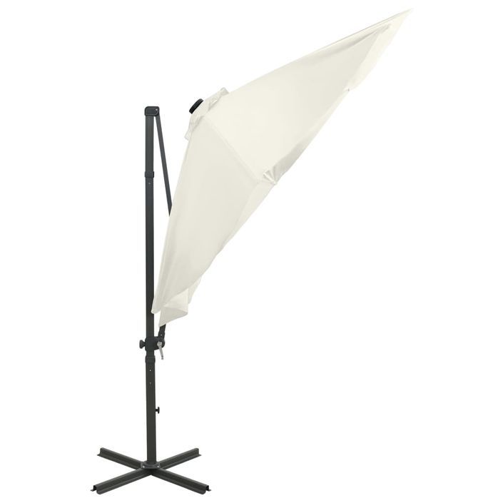 Parasol déporté avec mât et lumières LED Sable 300 cm - Photo n°6