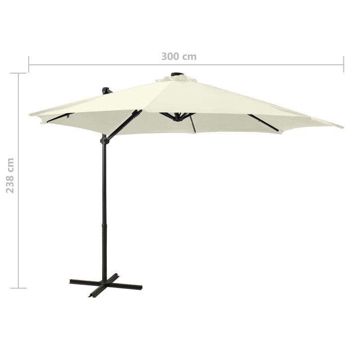 Parasol déporté avec mât et lumières LED Sable 300 cm - Photo n°11