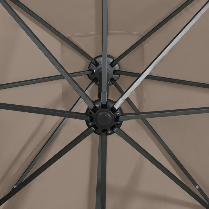 Parasol déporté avec mât et lumières LED Taupe 300 cm 3 - Photo n°2