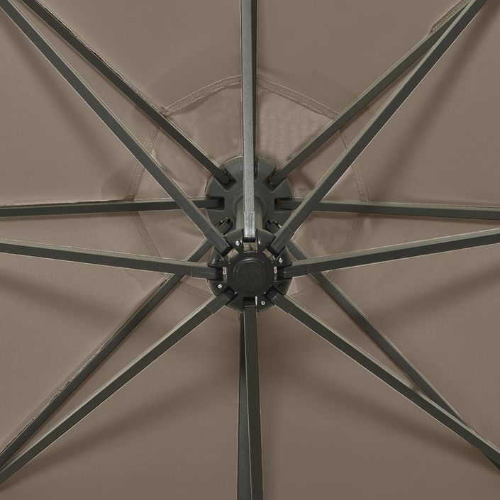 Parasol déporté avec mât et lumières LED Taupe 300 cm - Photo n°2