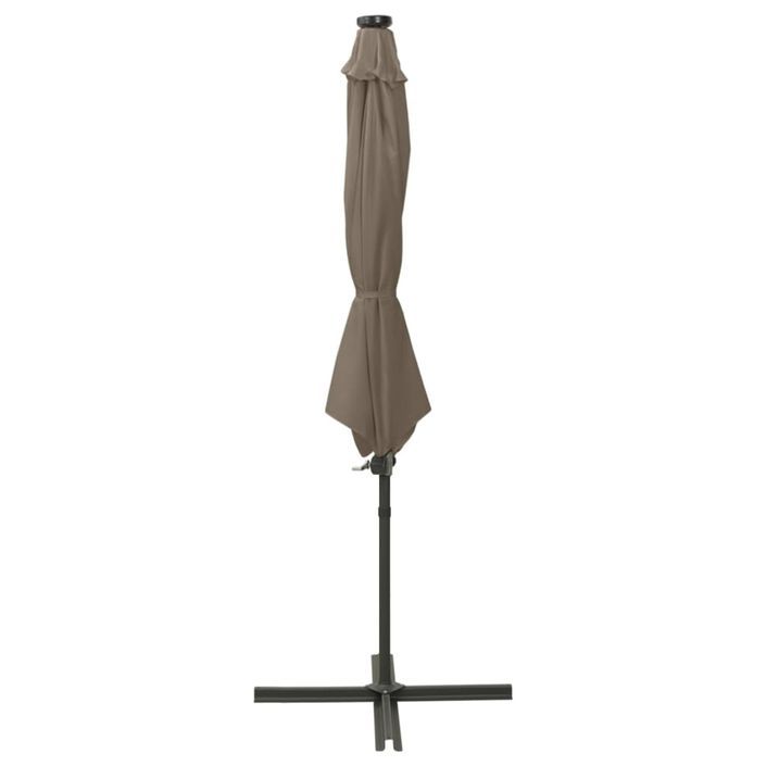 Parasol déporté avec mât et lumières LED Taupe 300 cm - Photo n°3