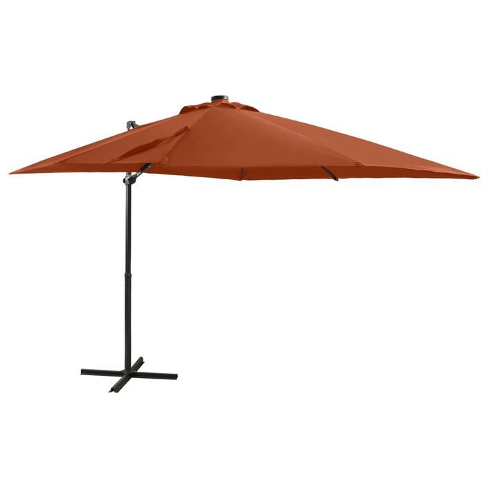 Parasol déporté avec mât et lumières LED Terre cuite 250 cm - Photo n°1