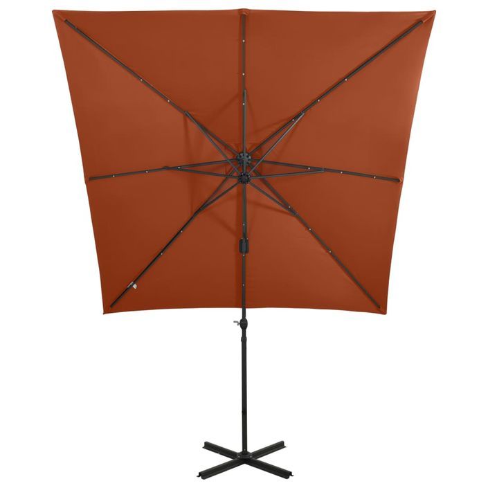 Parasol déporté avec mât et lumières LED Terre cuite 250 cm - Photo n°5