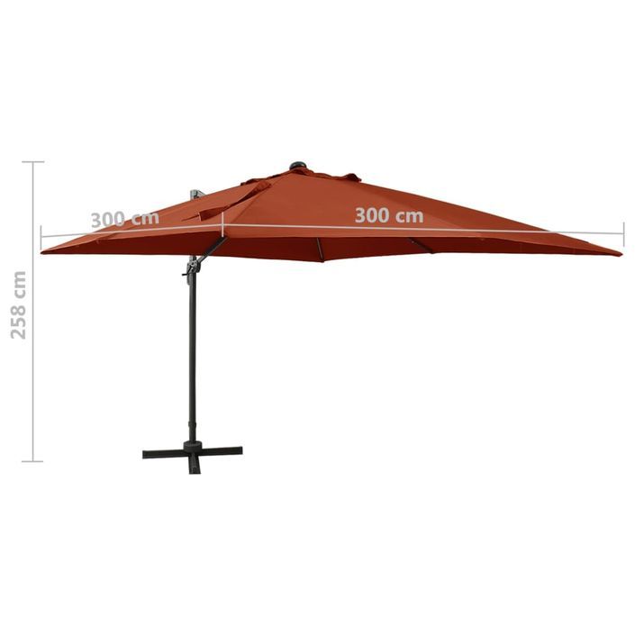 Parasol déporté avec mât et lumières LED Terre cuite 300 cm - Photo n°11