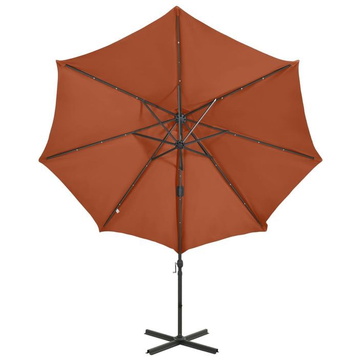 Parasol déporté avec mât et lumières LED Terre cuite 300 cm 3 - Photo n°5