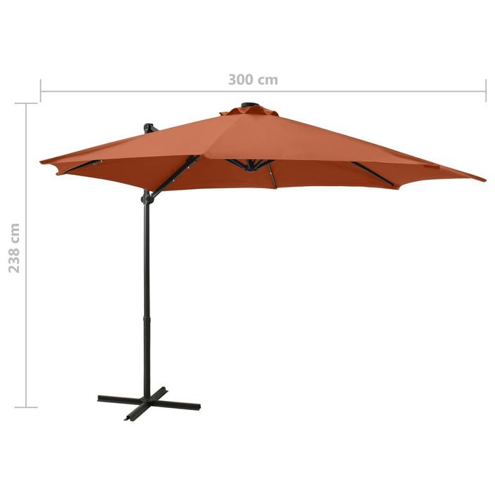 Parasol déporté avec mât et lumières LED Terre cuite 300 cm 3 - Photo n°10