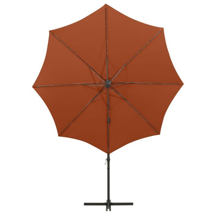 Parasol déporté avec mât et lumières LED Terre cuite 300 cm 2 - Photo n°7