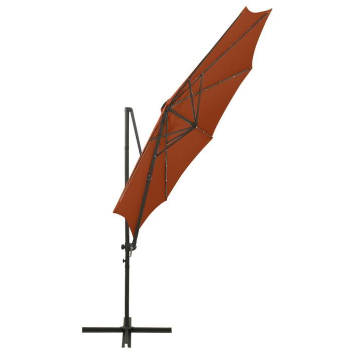 Parasol déporté avec mât et lumières LED Terre cuite 300 cm 2 - Photo n°8