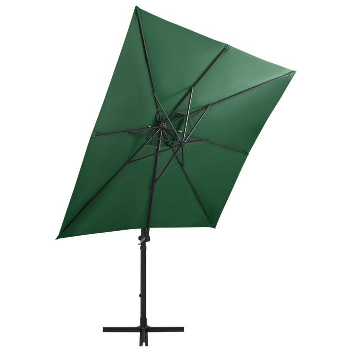 Parasol déporté avec mât et lumières LED Vert 250 cm - Photo n°5