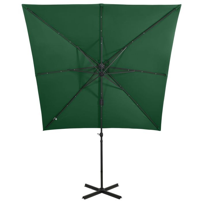 Parasol déporté avec mât et lumières LED Vert 250 cm - Photo n°6