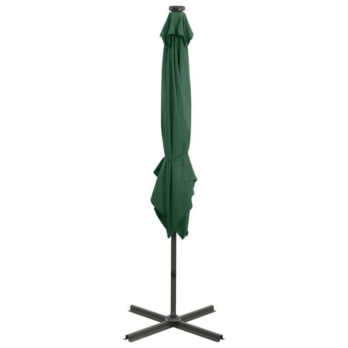 Parasol déporté avec mât et lumières LED Vert 250 cm - Photo n°8