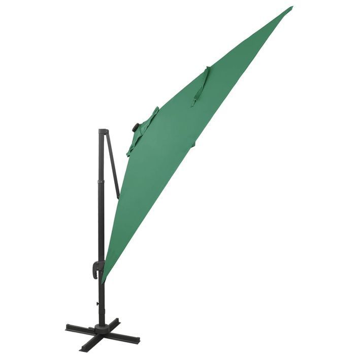 Parasol déporté avec mât et lumières LED Vert 300 cm 3 - Photo n°3