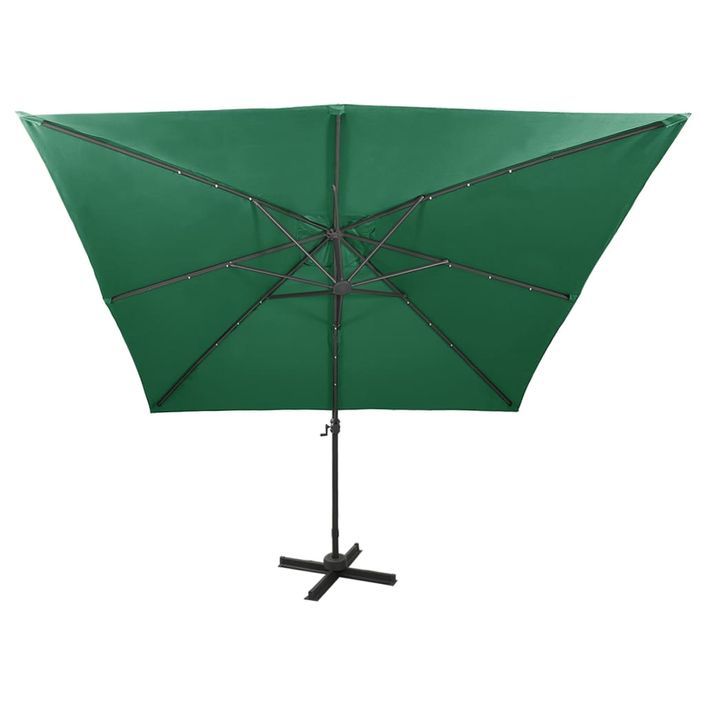 Parasol déporté avec mât et lumières LED Vert 300 cm 3 - Photo n°5