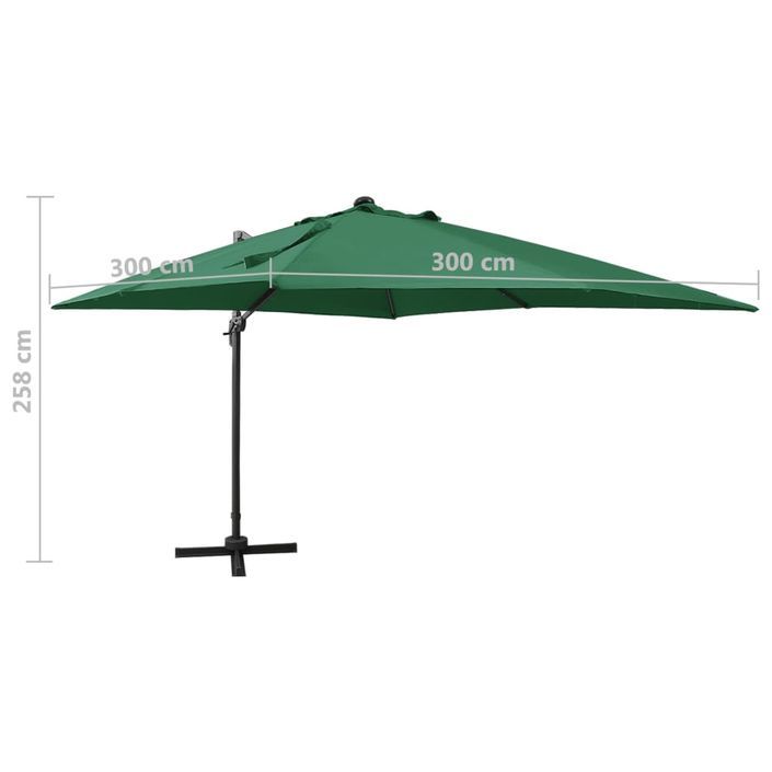 Parasol déporté avec mât et lumières LED Vert 300 cm 3 - Photo n°11