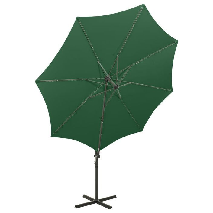 Parasol déporté avec mât et lumières LED Vert 300 cm 2 - Photo n°5