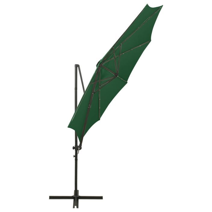 Parasol déporté avec mât et lumières LED Vert 300 cm 2 - Photo n°8