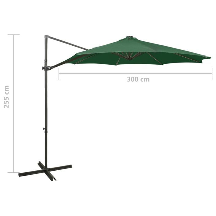 Parasol déporté avec mât et lumières LED Vert 300 cm 2 - Photo n°11