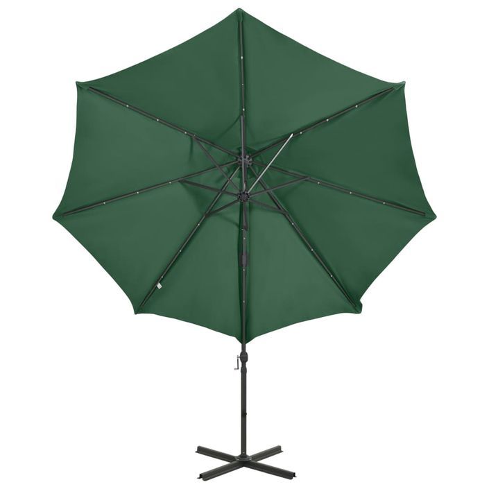 Parasol déporté avec mât et lumières LED Vert 300 cm - Photo n°5