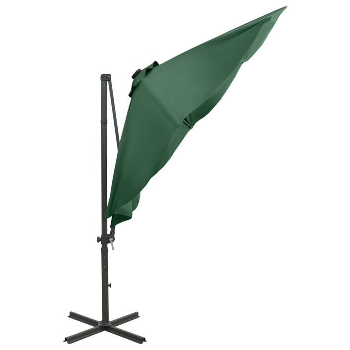 Parasol déporté avec mât et lumières LED Vert 300 cm - Photo n°8