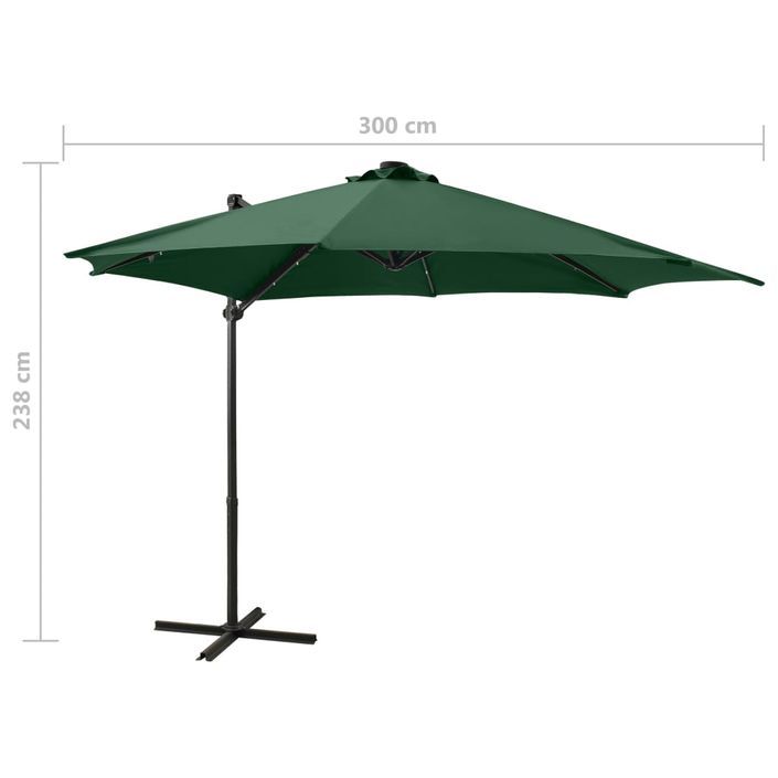 Parasol déporté avec mât et lumières LED Vert 300 cm - Photo n°11