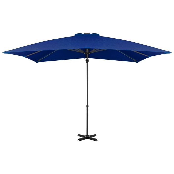 Parasol déporté et mât en aluminium Bleu azuré 250x250 cm - Photo n°3
