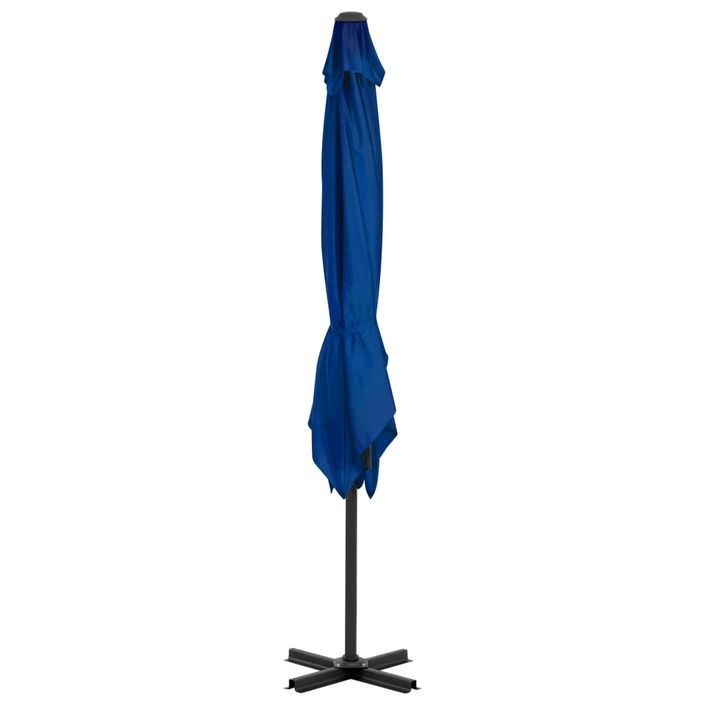 Parasol déporté et mât en aluminium Bleu azuré 250x250 cm - Photo n°4