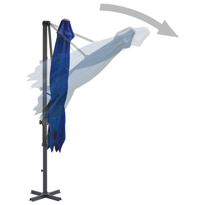 Parasol déporté et mât en aluminium Bleu azuré 250x250 cm - Photo n°5