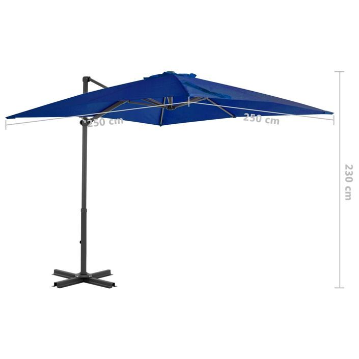 Parasol déporté et mât en aluminium Bleu azuré 250x250 cm - Photo n°6