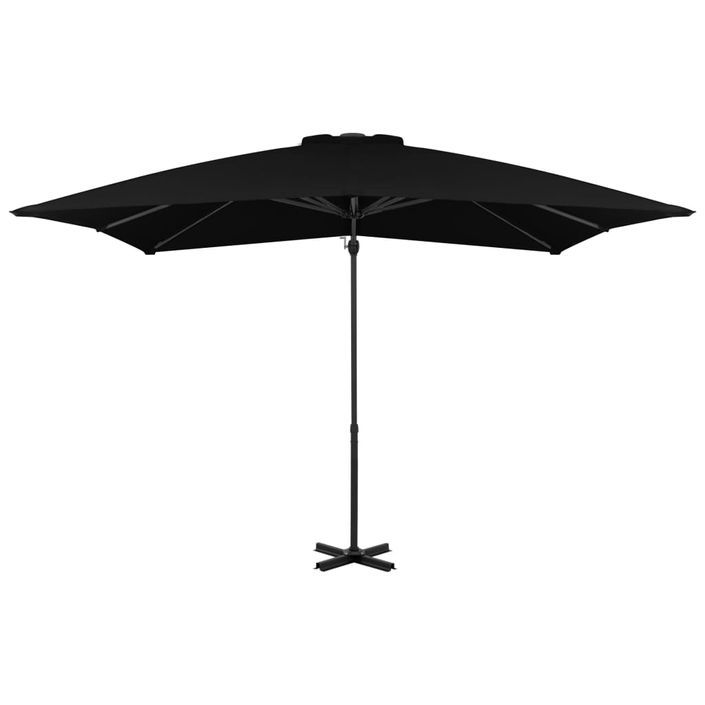 Parasol déporté et mât en aluminium Noir 250x250 cm - Photo n°3